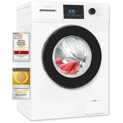Exquisit Waschmaschine WA9214-340A weiss | 9 kg Fassungsvermögen | Energieeffizienzklasse A | 16 Waschprogramme | Kindersicherung | Startzeitvorwahl