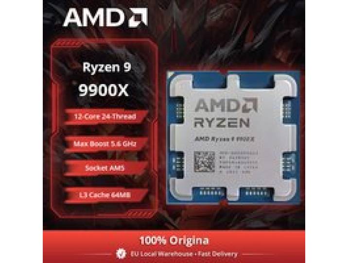 AMD Ryzen 9 9900X 12-Core 24-Thread CPU, 5,6GHz, 64MB L3-cache, AM5 Socket, DDR5, 120W TDP, 9000-serie processor zonder ventilator