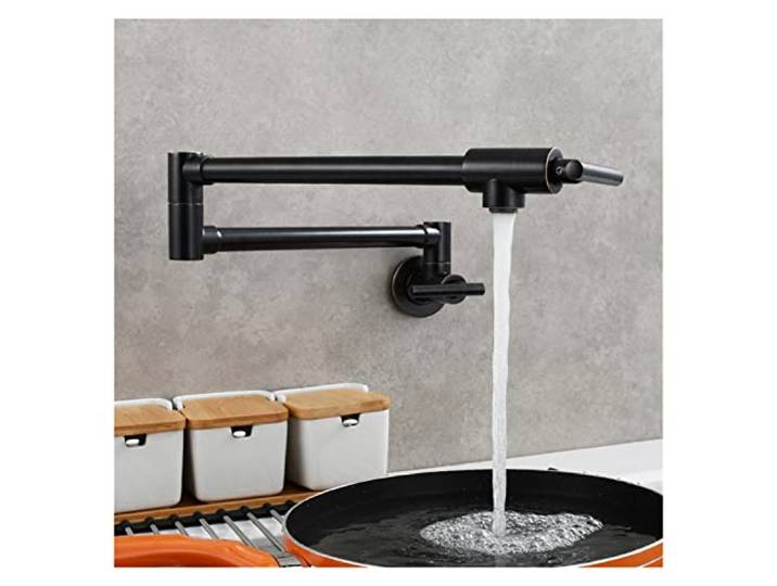 Küchenarmatur, Klappbarer Wasserhahn mit zwei Schaltern aus Messing, fortschrittlicher rotierender Küchenarmatur, an der Wand montierter Kaltwasserhahn(5)