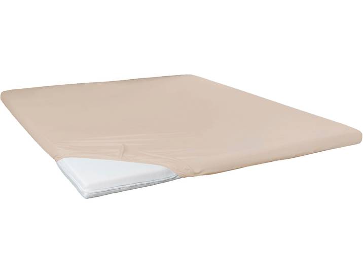 Spannbettlaken PRIMERA Elasthan-Feinjersey Topper , beige (düne), 1 Stk., Jersey-Elasthan, 90-100x200 10cm, Jersey-Elasthan, Obermaterial: 95% Baumwolle, 5% Elasthan, Bettlaken, Spannbettlaken, Aus 95% gekämmter Baumwolle und 5% Elastan