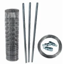 200m Wildzaun Forstzaun Weidezaun Knotengeflecht 130/18/15+ Pfosten + Spanndraht