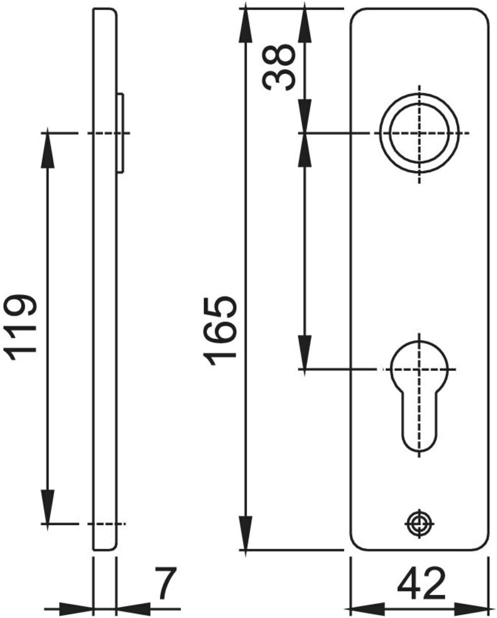 Hoppe Kurzschild-Paar 202KP/AP Alu. F2 PZ (3106038)