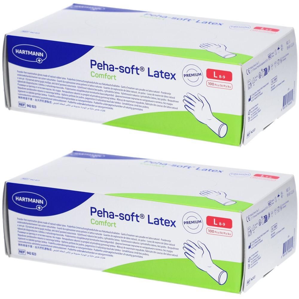 Peha-Soft Latex Comfort Unt.Hands.unsteril pf L 2x 2x100 St Handschuhe