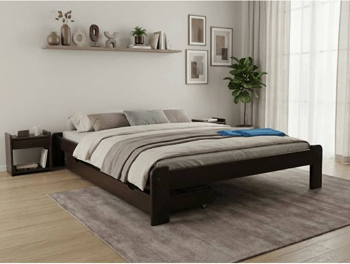 Bett ADA 180 x 200 cm, Nussbaum Matratze: Matratze Sommera 18 cm, Lattenrost: Ohne Lattenrost