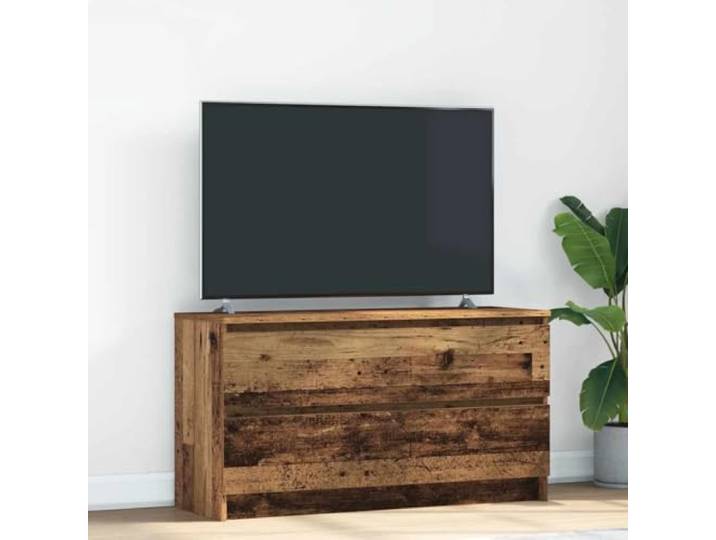 HEFZGDB TV-Schrank Altholz-Optik 100x35x54 cm Holzwerkstoff mit 2 Schubladen Stauraum für Multimedia-Geräte und Dekoartikel, Stabile Oberplatte, Pflegeleicht, Langlebiges Wohnzimmer