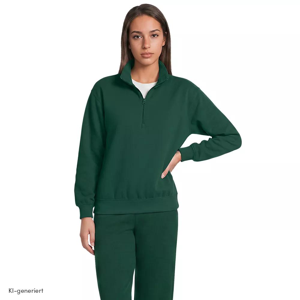 Serious Sweats Pullover mit Reißverschluss, Damen, size: regular, Grün, Baumwoll-Mischung/Polyester-Mischung, by Lands' End