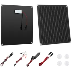 VEVOR 12V Monokristallines Solarpanel-Kit 20 W, Batterieladegerät mit integriertem Smart Controller & 3 Verbindungskabeln, tragbar für Wohnmobil, Auto, Motorrad, Boot, Van, Camper