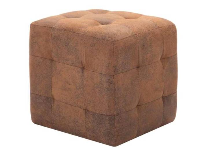 smnyxs 2 Hocker, Braun, 30 x 30 cm, Wildlederimitat Fußhocker, Holzrahmen, Polsterung, schmutzabweisend, Wohnzimmer, Inneneinrichtung