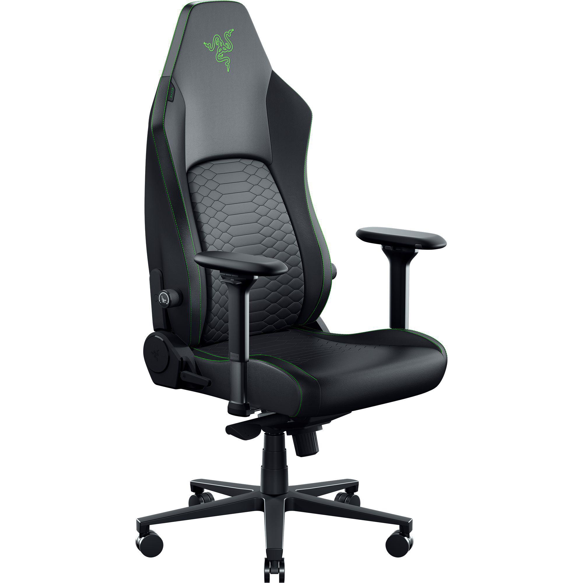 Razer ISKUR V2 NewGen Schwarz-/Grün Gaming-Stuhl mit atmungsaktivem Komfort, Razer HyperFlex Lordosenstütze