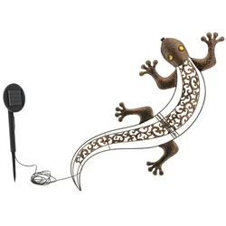 Haushalt International Solar LED Wandlicht Deko Gecko mit 10 warmweissen LEDs 70457