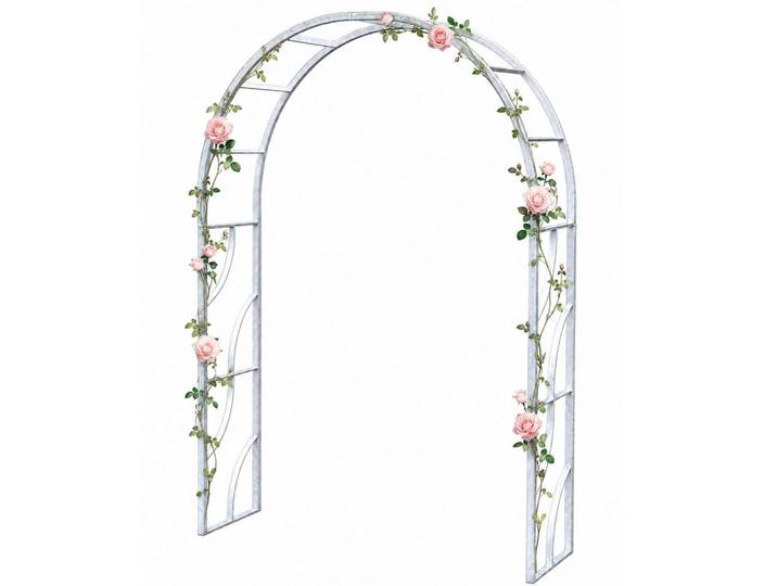 DanDiBo Dandibo Rosenbogen Verzinkt Massiv 150 cm Torbogen 96516 Wetterfest Rundbogen Volleisen Rankhilfe Gartenbogen Feuerverzinkt, Grau, Metall, 150x196x40 cm, Dekoration, Gartendeko