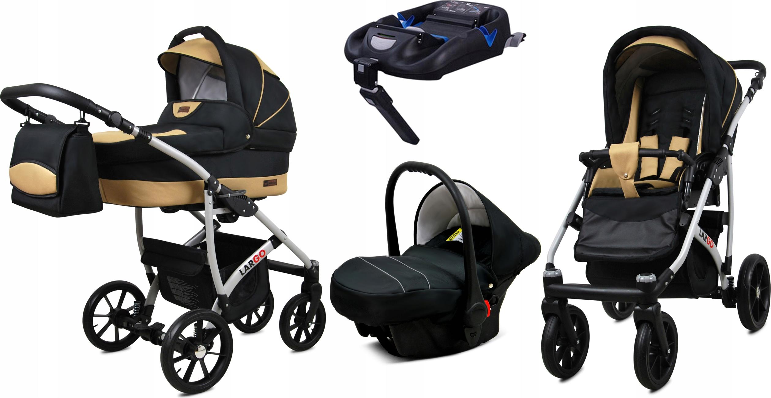 BabyLux Largo | 4in1 Kinderwagen Set | Black Coffe | Kombikinderwagen | Kinderwagenset