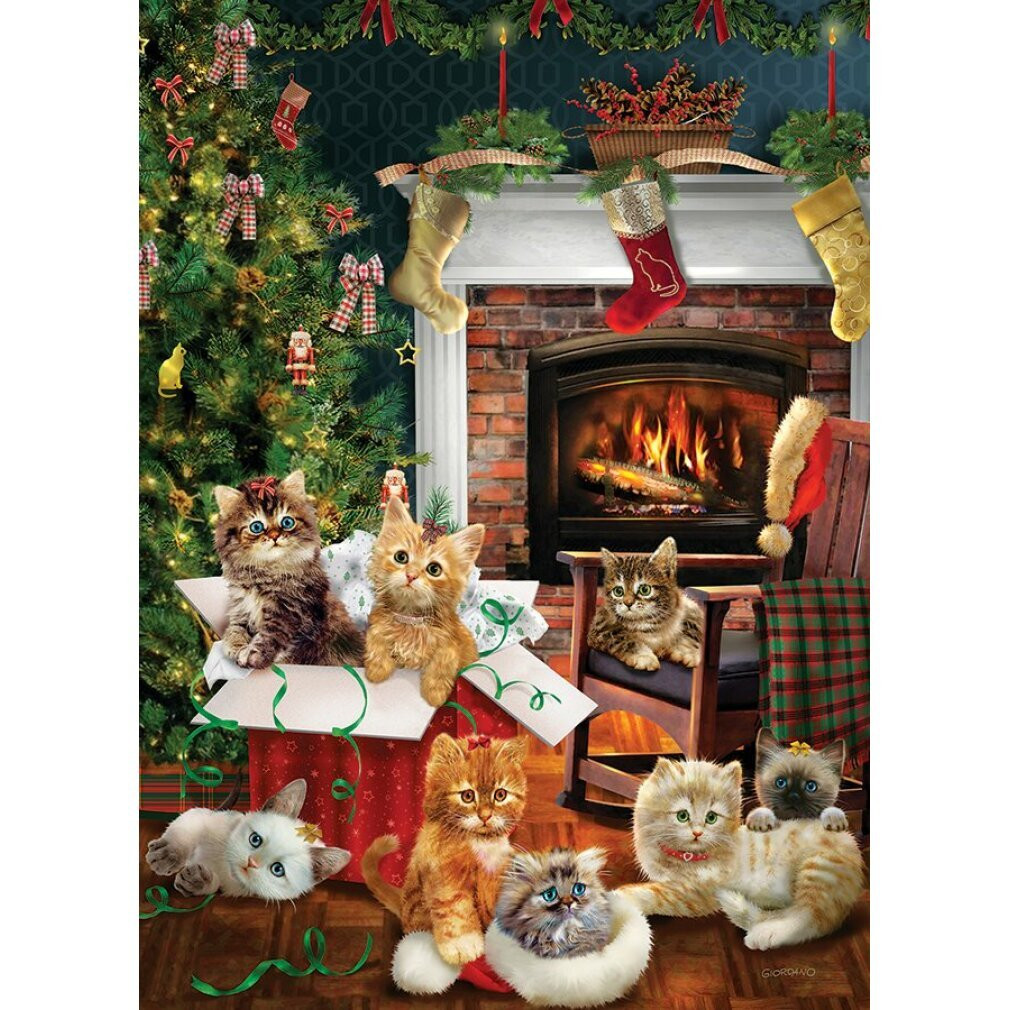 Cobble Hill Kerstkatjes Legpuzzel, 1000 stukjes