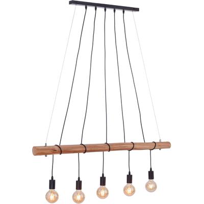 JUST LIGHT Pendelleuchte "DAMIAN", braun (schwarz, braun), 5, 1 Stk., Leuchten, Hängeleuchte, Eukalyptus-Holz, Pendelleuchte