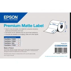 Epson Premium - Matte, gestanzte Etiketten - 76 x 51 mm - 650 Etikett(en) - für Epson TM-C3400-LT