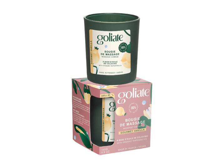 Goliate Bougie de massage gourmande à la vanille biologique à l'huile – 140 g