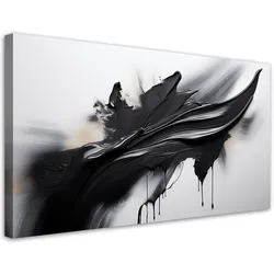 LEINWANDBILD Abstraktion Schwarz-Weiß-3D-Effekt 120x60cm