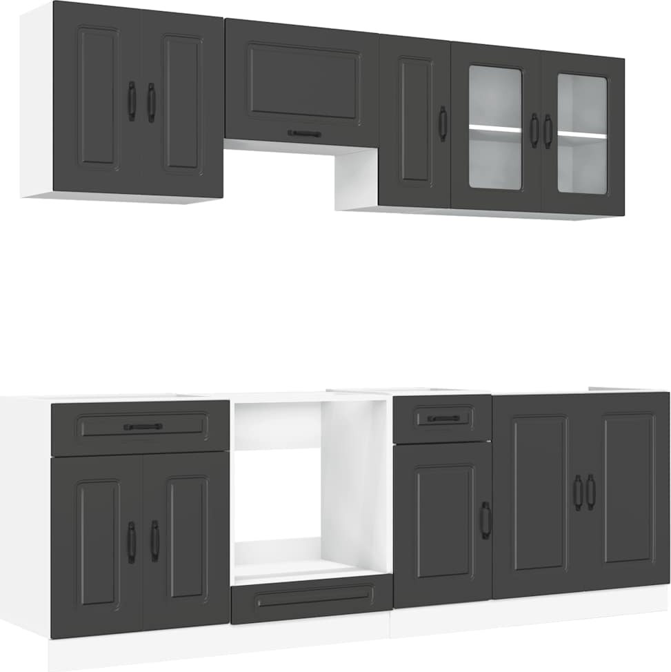 8-tlg. Küchenschrank-Set Kalmar Schwarz Holzwerkstoff