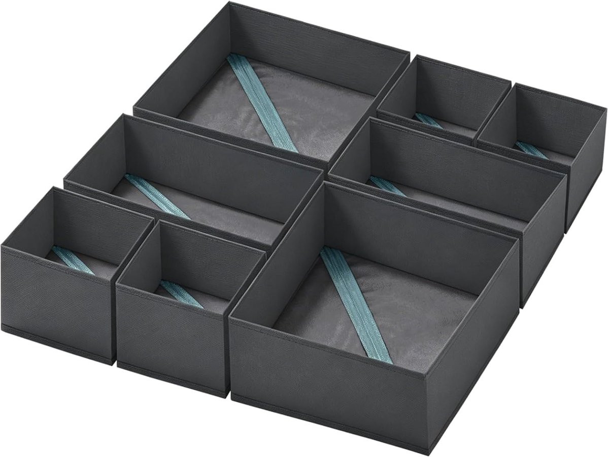 8-delige opvouwbare lade-organizer set voor kleding, ondergoed en sokken, grijs