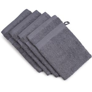 Gözze Waschlappen New York, anthrazit, 17 x 24 cm, Waschhandschuh, aus 100% Baumwolle, 550 g/m², 4 Stück