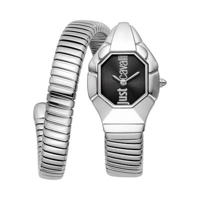 Quarzuhr JUST CAVALLI TIME "Signature Snake", silber (silberfarben), Armbanduhren, Damen, Quarzuhr, Armbanduhr, Edelstahlarmband, analog