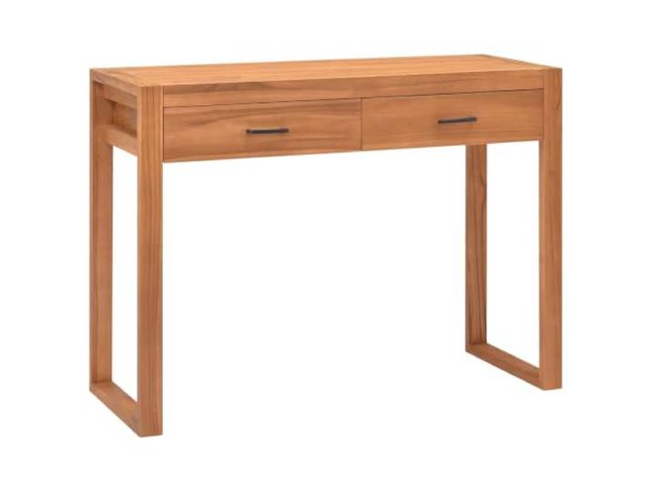 KUTYWEXFM Schreibtisch Teak Holz 100x40 cm mit 2 Schubladen Konsolentisch Vielfältig einsetzbarer Laptoptisch aus Massivholz für Arbeitszimmer, Flur oder Homeoffice mit praktischer Stauraumlösung.
