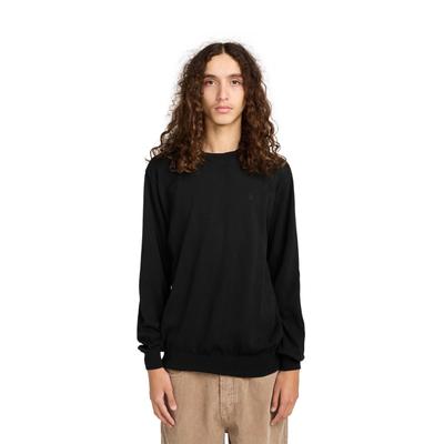 Strickpullover ELEMENT "Icon Embroidery", Herren, Gr. S, schwarz (off schwarz), Obermaterial: 50% Baumwolle, 50% Polyester., Pullover Strickpullover