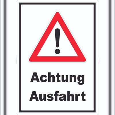 HB-Druck Achtung Ausfahrt Symbol Aufkleber A9 (37x52mm)