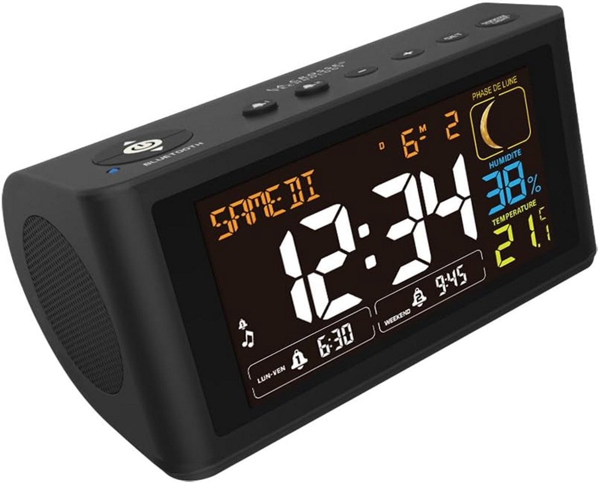 Digitale Wekker met Bluetooth Speaker, Temperatuur en Luchtvochtigheid met Snooze functie