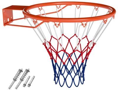 "Costway 18"" Basketball Rim Heavy Duty Wall Mounted Basketball Rim Goal Replacement-Orange"