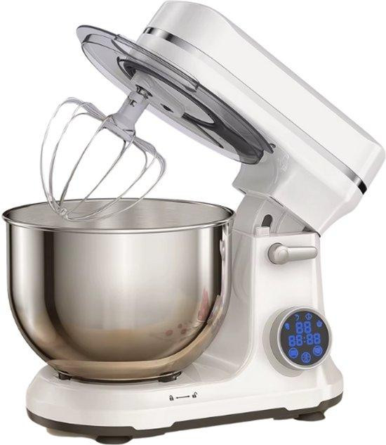 Elektrische keukenmixer met 11 standen, deeghaak, OLED-display en roestvrijstalen onderdelen, wit