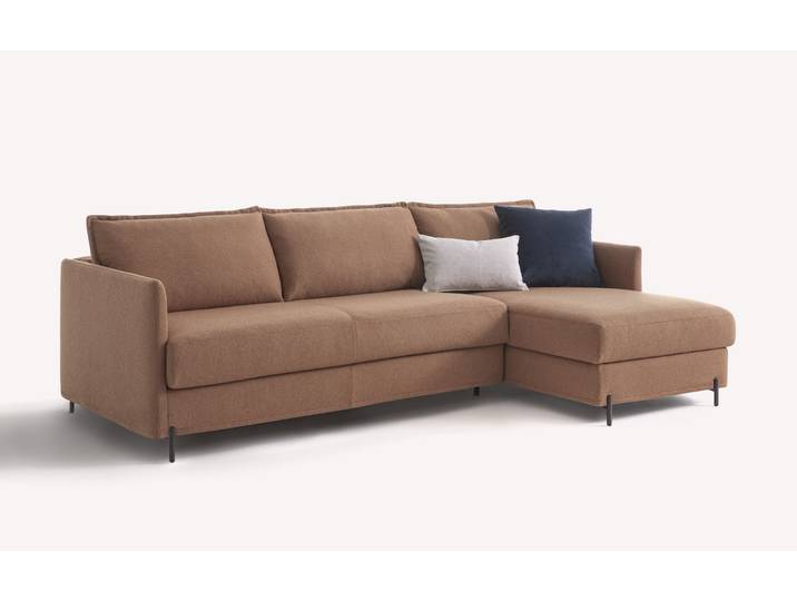 Canapé convertible Tissu SERGE Angle - Jaune - Couchage - Sommier
