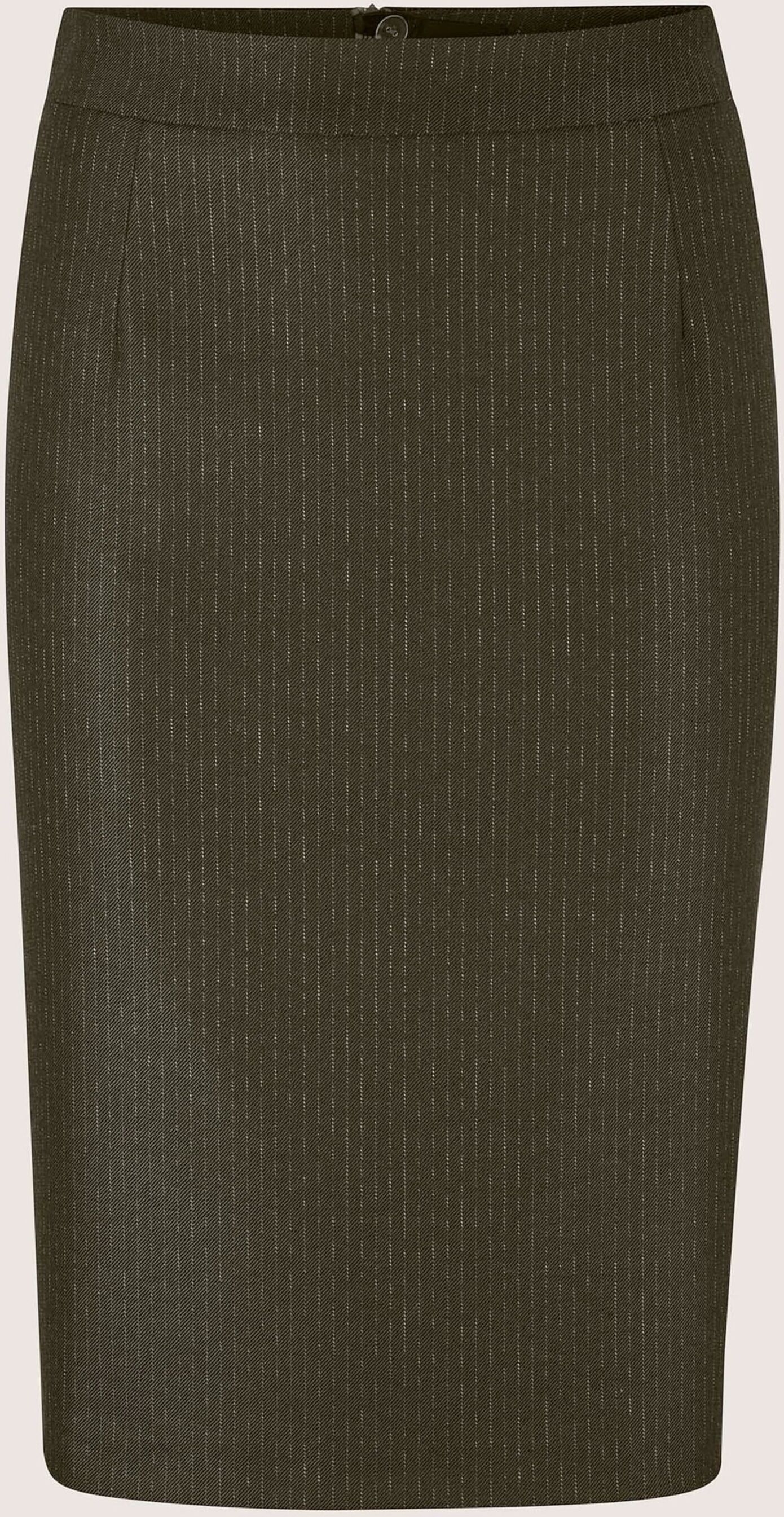 Bleistiftrock MADELEINE "Rock Bleistiftrock mit Nadelstreifen", Damen, Gr. 40, khaki, melange, Modern, slim fit, Röcke Bleistiftrock