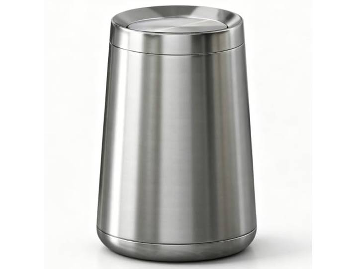 YOJIA Kleiner Badezimmer-Mülleimer, 10 l, silberfarbener Abfalleimer