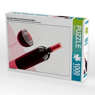 CALVENDO Puzzle Ein Glas Rotwein mit Flasche daneben | 1000 Teile Lege-Größe 64 × 48 cm Foto-Puzzle für glückliche Stunden