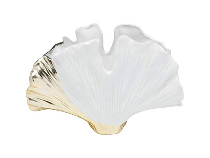 Kare Design Vase Gingko Elegance, Weiß/Gold, 18cm Höhe