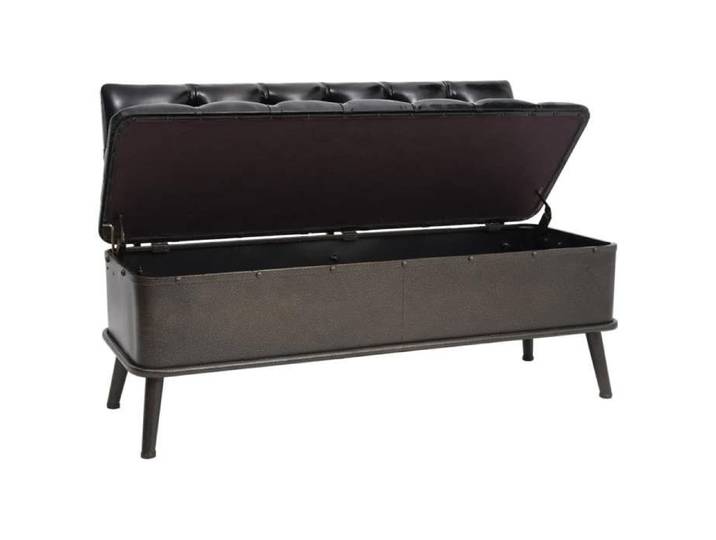 Banc de rangement - - Banc coffre - similicuir - noir - 110 cm - Avec dossier 878cws85m