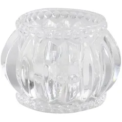 Chic Antique Teelichthalter mit Nuten und Perlenkante, H5/D6 cm, durchsichtig