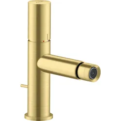 hansgrohe AXOR Uno Einhebel-Bidetmischer, Zerogriff, Zugstangen-Ablaufgarnitur, 45200950, Farbe: Brushed Brass