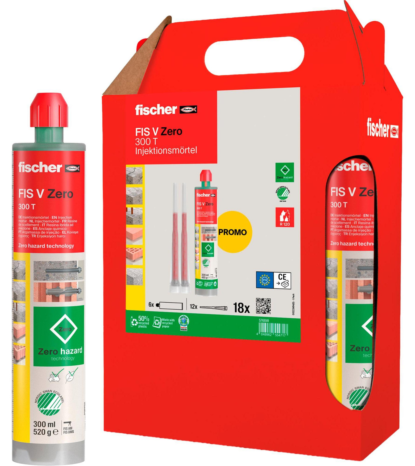 fischer injectiemortel FIS V Zero 300 T, 6 kartussen, groen