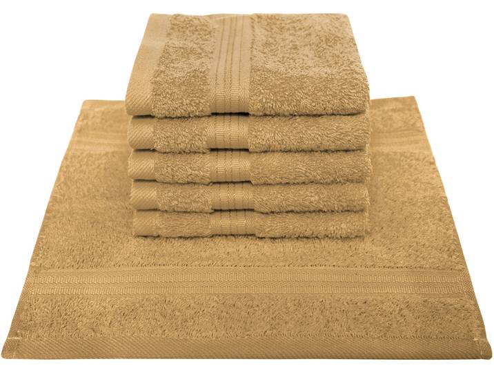 Seiftuch DYCKHOFF Siena , braun (mandel), B:30cm L:30cm, Frottier, Waschlappen, Seiftuch, mit Bordüre