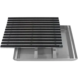 Emco Eingangsmatte DIPLOMAT + Bodenwanne 75mm Aluminium   100x50cm   Bürsten Schwarz