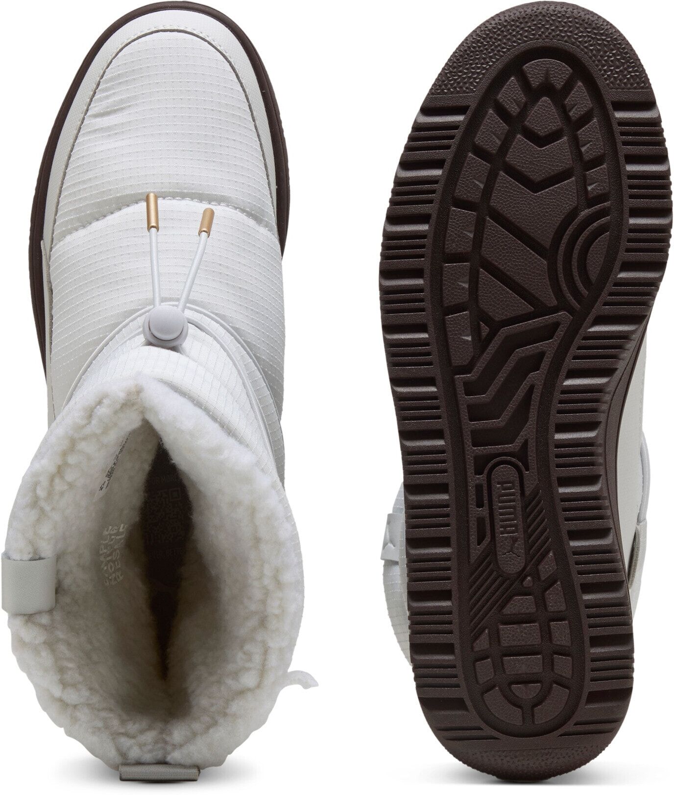 Winterboots PUMA "SNOWBAE WNS", Damen, Gr. 36, Textil, weiss (feather gray, feather gray), Schuhe Winterboots, Moonboots, Winterstiefel, wasserdicht,wärmend feather gray, feather gray 36, Textil