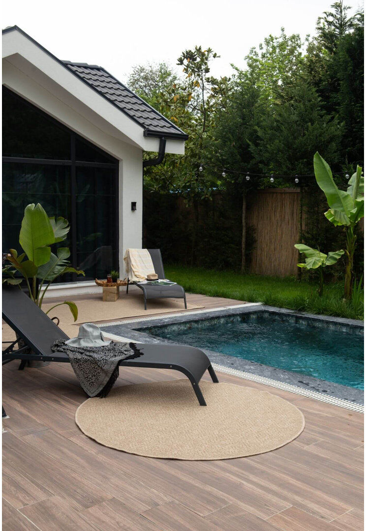 THE RUGS Nature Collection Geometric Kilim Indoor / Outdoor Area Rug Green Round 160 cm