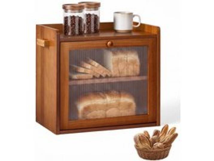VEVOR Brotkasten mit Acryltür 367 x 239 x 340 mm Brotbox Kiefernholz Braun für Bagels, Muffins & Selbstgebackenes Brot, mit Seitenhaken, Belüftungslöchern & 3-stufig Höhenverstellbarem Einlegeboden
