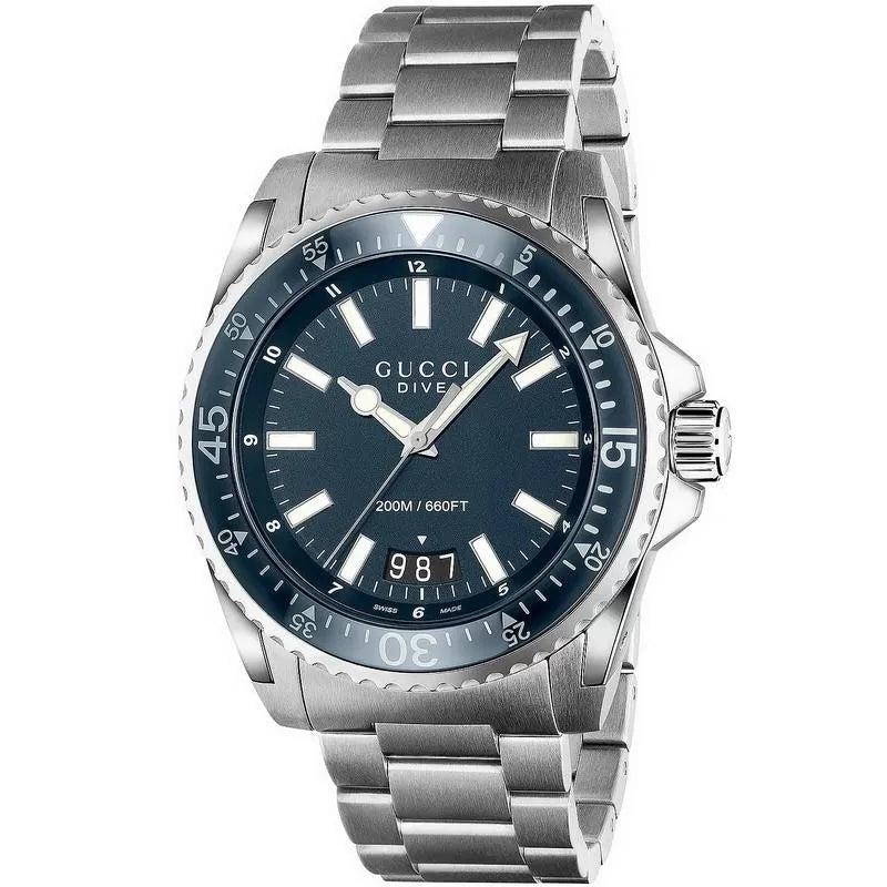 Gucci YA136203 Duik Blauw Wijzerplaat Roestvrij Staal Herenhorloge