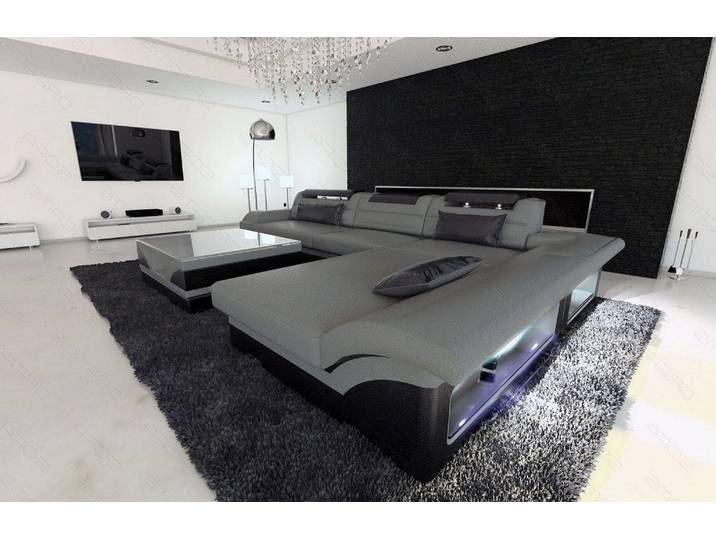 Couch Monza L-Form in Leder