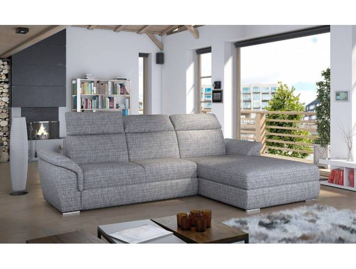 JVmoebel Ecksofa Graues Ecksofa mit Schlaf-Funktion und eleganten Details, Made in Europa