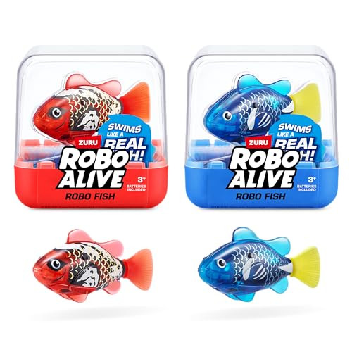ZURU Robo Alive Robo Fish Zwemmende robotvis blauw en rood Serie 3 (2 stuks)