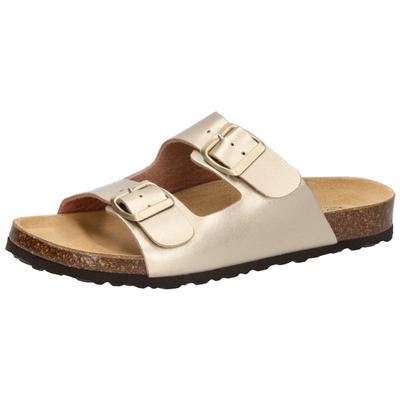 Pantolette LICO "Pantolette Bioline Platino", Damen, Gr. 42, gold (goldfarben), Synthetik, Schuhe Pantolette